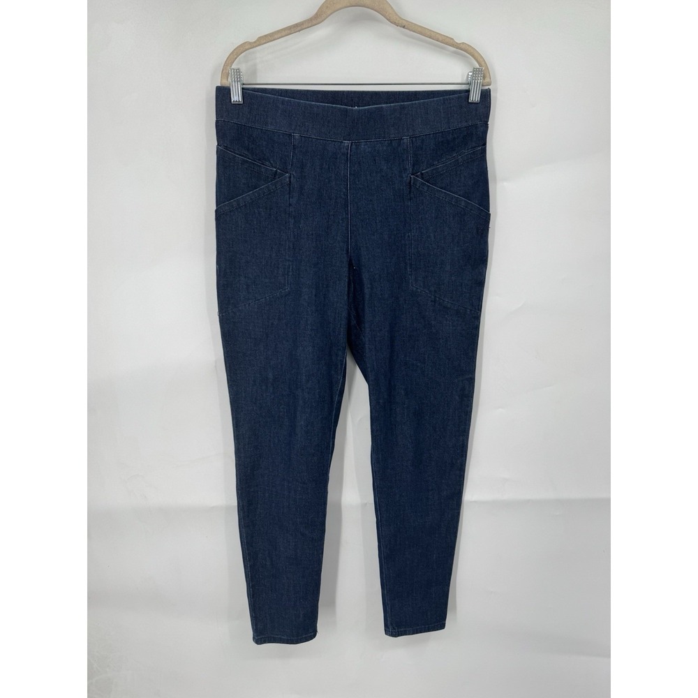 Betabrand Pull On Skinny Jean Women L Blue Denim Stretch High Rise Casual